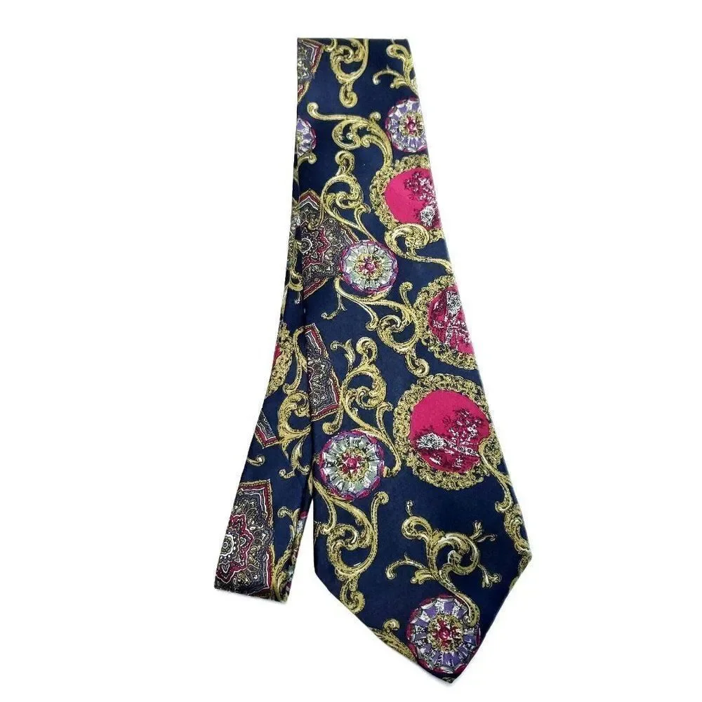 Chukkers Tiesmiths Silk Tie Red Floral‎ Short Wide Hand Finished